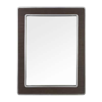 Macie Rectangular Wood and Metal Mirror - Farmhouse Steel, Faux Zebrawood