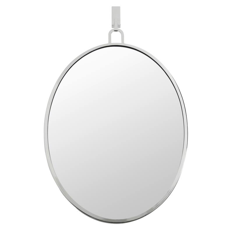 Stopwatch Polished Nickel Oval Powder Room Mirror - Polished Nickel