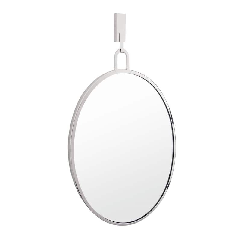 Stopwatch Polished Nickel Oval Powder Room Mirror - Polished Nickel