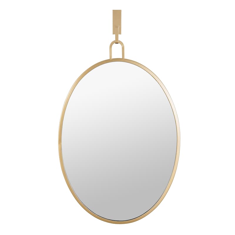 Stopwatch Gold Oval Powder Room Mirror