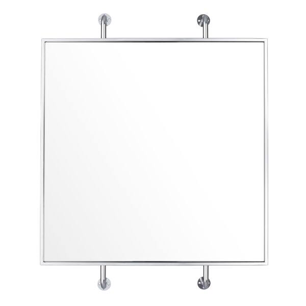Tycho Polished Nickel Pipe Mounted Wall Mirror Polished Nickel Overstock