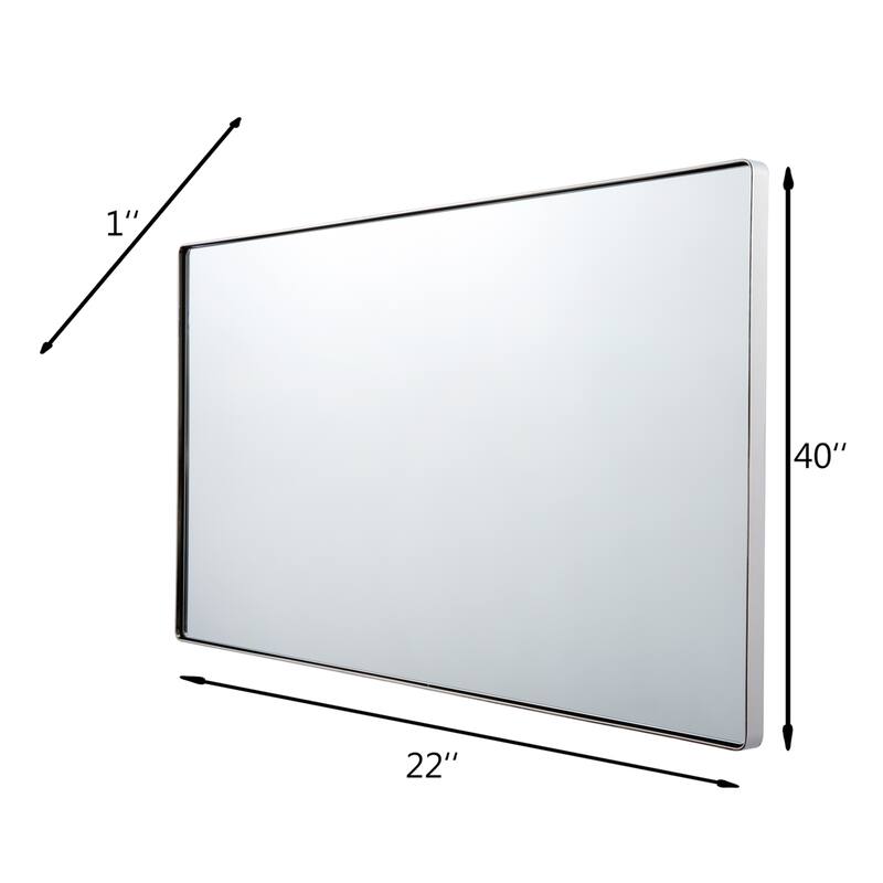 Kye Polished Nickel Rounded Rectangular Wall Mirror - Polished Nickel
