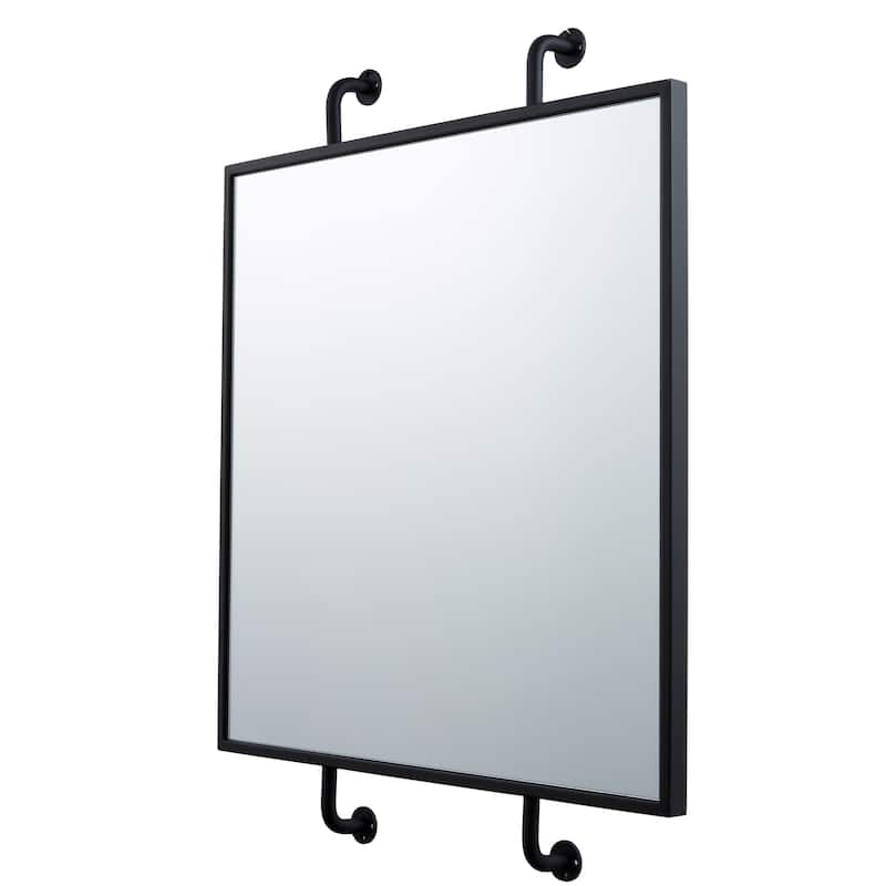 Tycho Black Pipe Mounted Wall Mirror