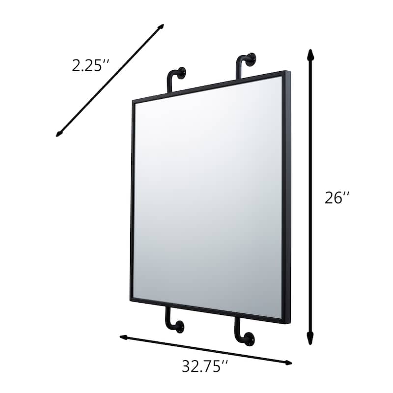Tycho Black Pipe Mounted Wall Mirror