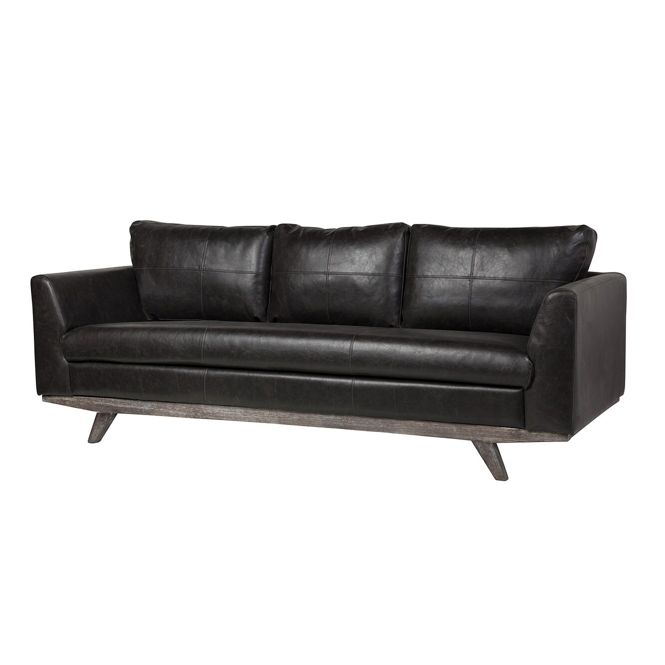 Rebel 3 Seater Leather Sofa In Distressed Biker Black Leather