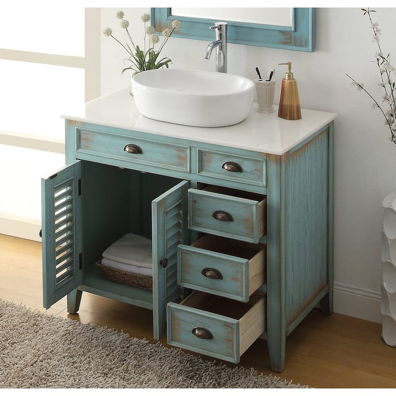 36" Benton Collection Abbeville Vessel Sink Farmhouse Bath Vanity