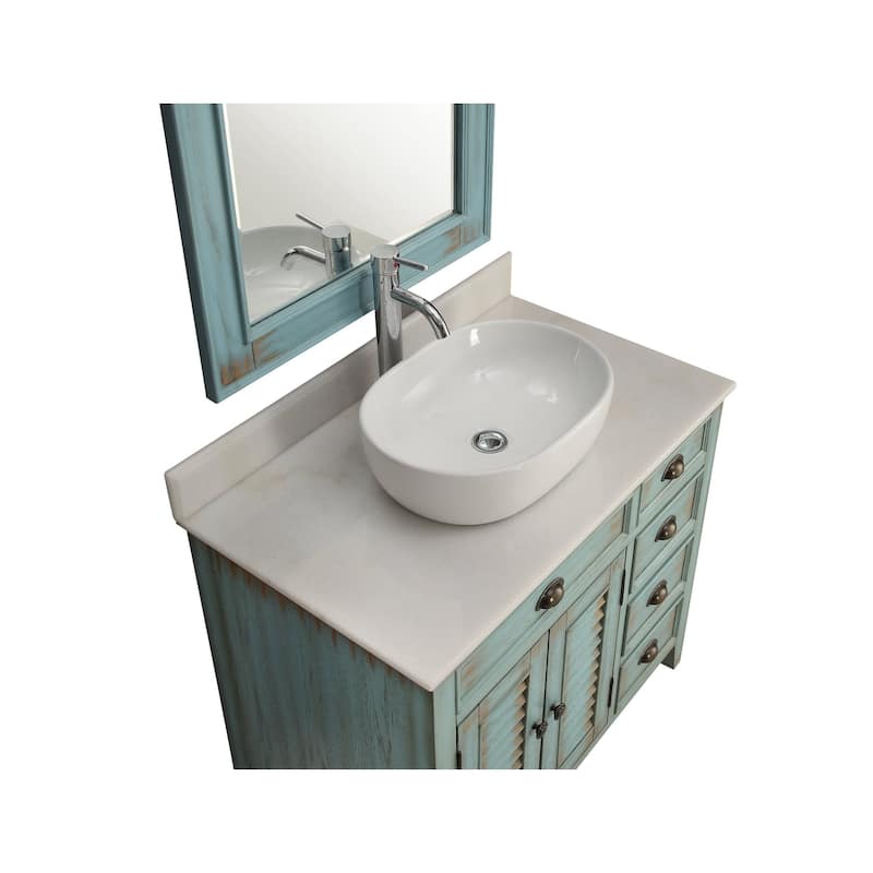 36" Benton Collection Abbeville Vessel Sink Farmhouse Bath Vanity