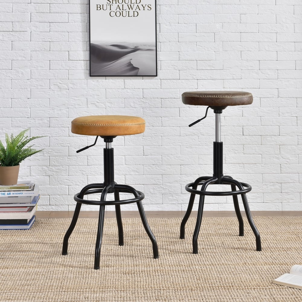 Eaton Faux Leather Gaslift Swivel Bar Stool