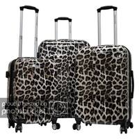 Karriage-Mate Polycarbonate 3-piece Hardside Spinner Luggage Set- Leopard - 28" 24" 20"