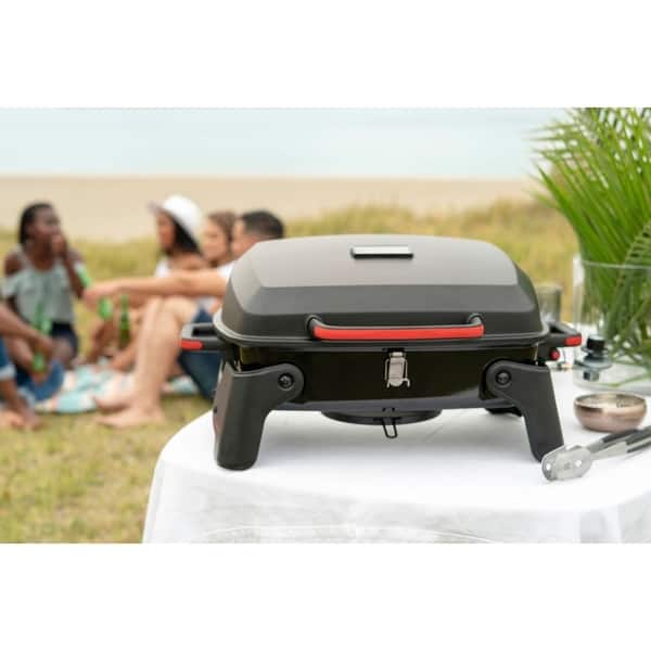 slide 6 of 9, Megamaster 1 Burner Tabletop, Black with red