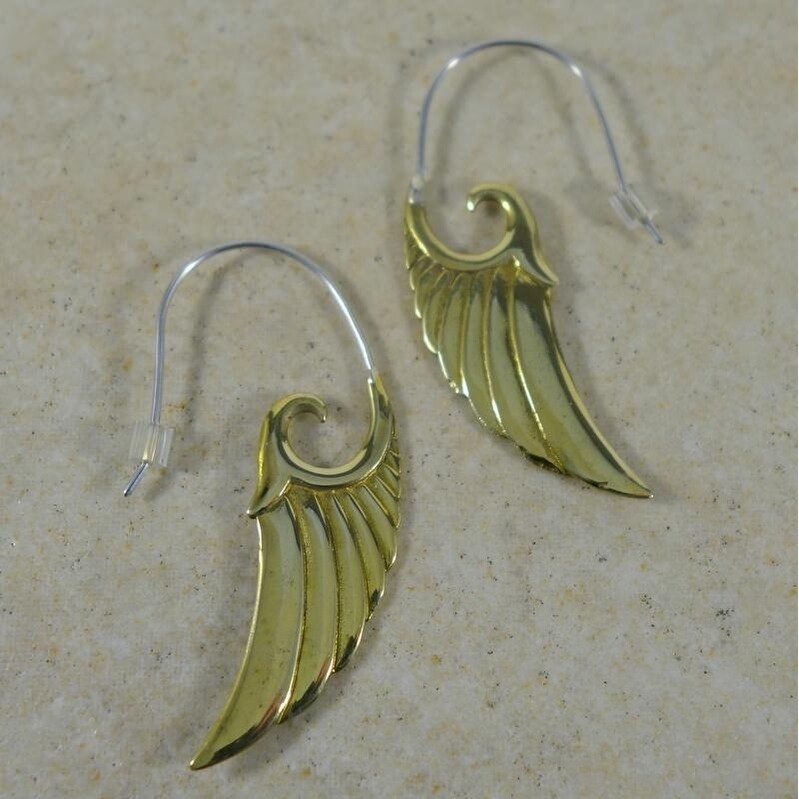 Handmade Brass Art Deco Wings Earrings by Spirit (Indonesia)