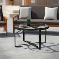 Havenside Home Driselle Transitional Black Metal Outdoor Coffee Table