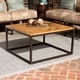 Havenside Home Brosnan Contemporary Black/ Natural Wood Outdoor Coffee Table - Thumbnail 0