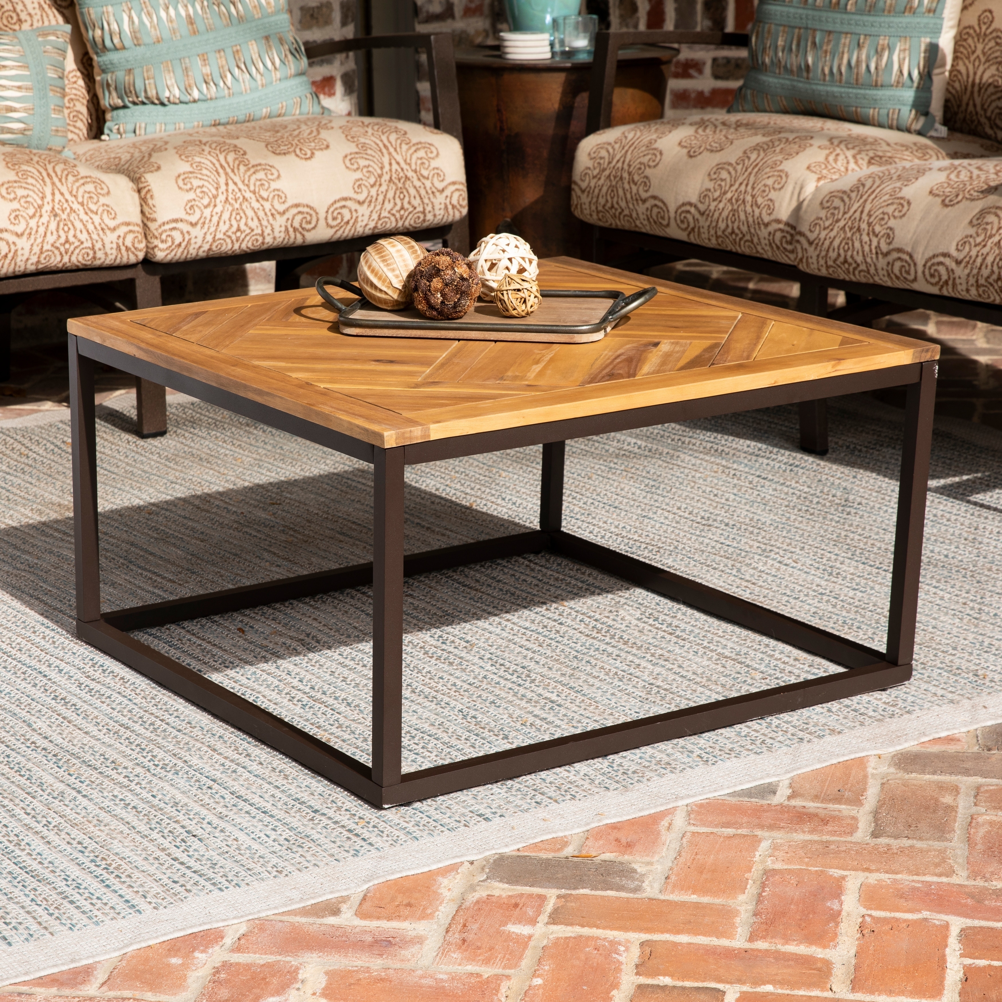 black and natural wood coffee table