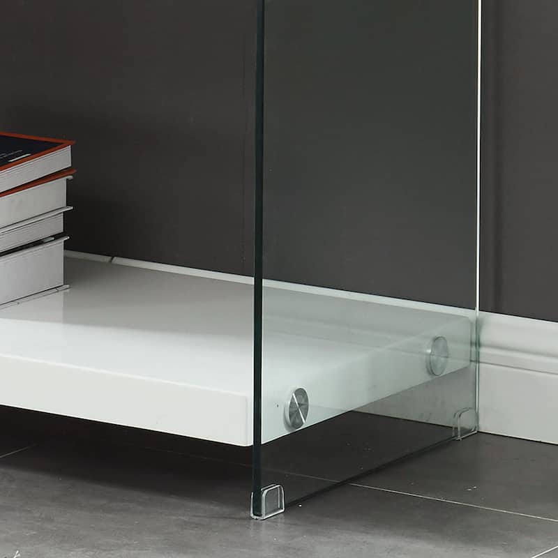 Takamura Modern 70-inch Glass 1-Shelf 1-Drawer TV Console by Strick & Bolton
