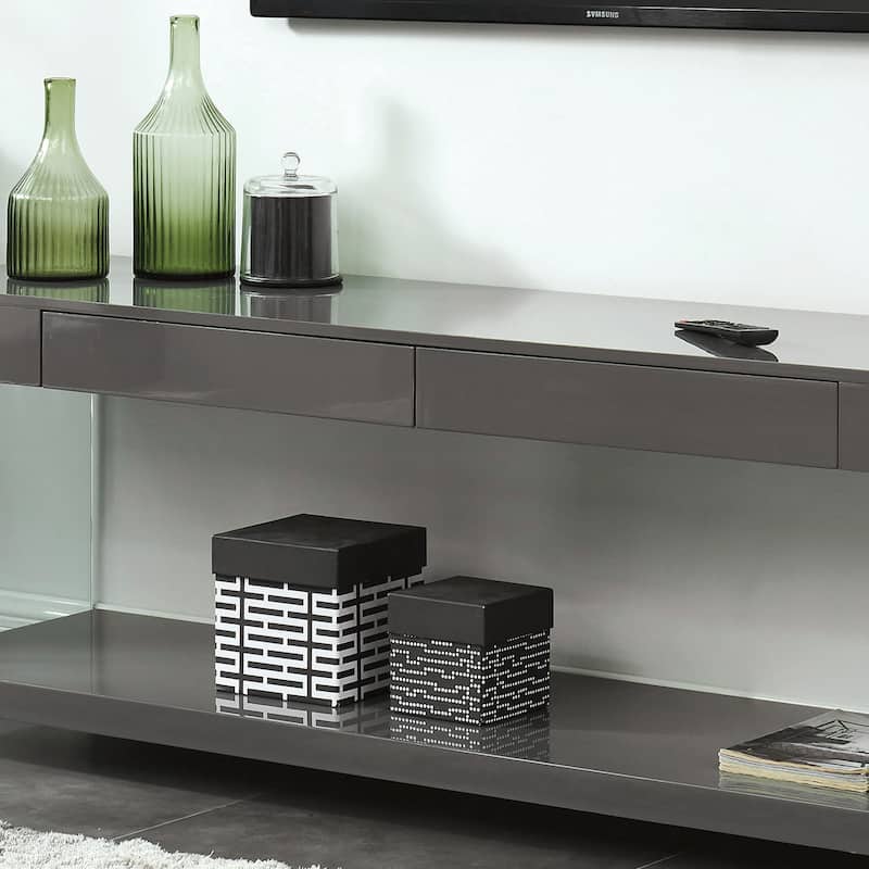 Takamura Modern 70-inch Glass 1-Shelf 1-Drawer TV Console by Strick & Bolton