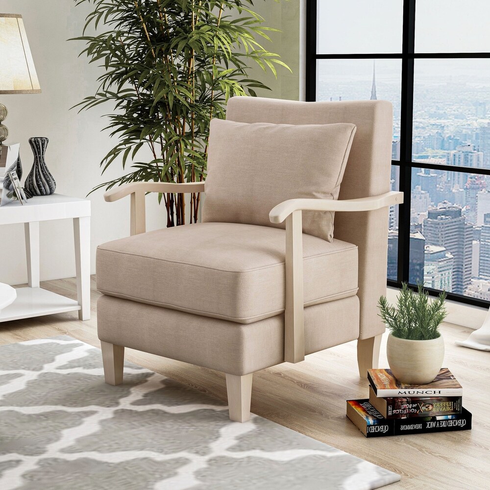 Panana Linen Fabric Recliner Chair Adjustable Wingback Fireside Armchair Occasional Sofa Chair for Lounge Living Room Bedroom Beige Checked 
