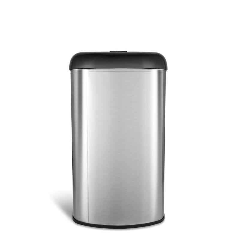 Nine Stars open top stainless steel trash can with black trim