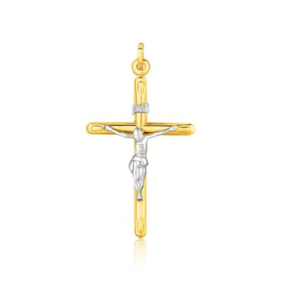 14k Two Tone Gold Cross Pendant