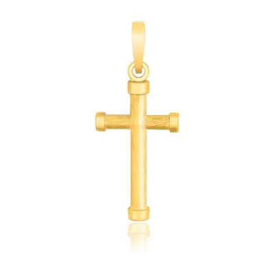 14k Yellow Gold Cross Pendant with Rounded Ends