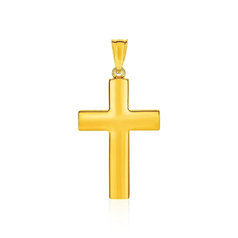 14k Yelllow Gold Reversible Textured Cross Pendant