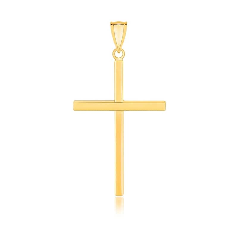 14k Yellow Gold Polished Flat Cross Pendant