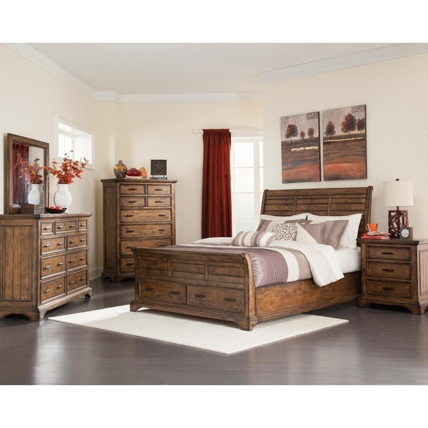 Canoga Heights Rustic Vintage Bourbon 4-piece Storage Bedroom Set