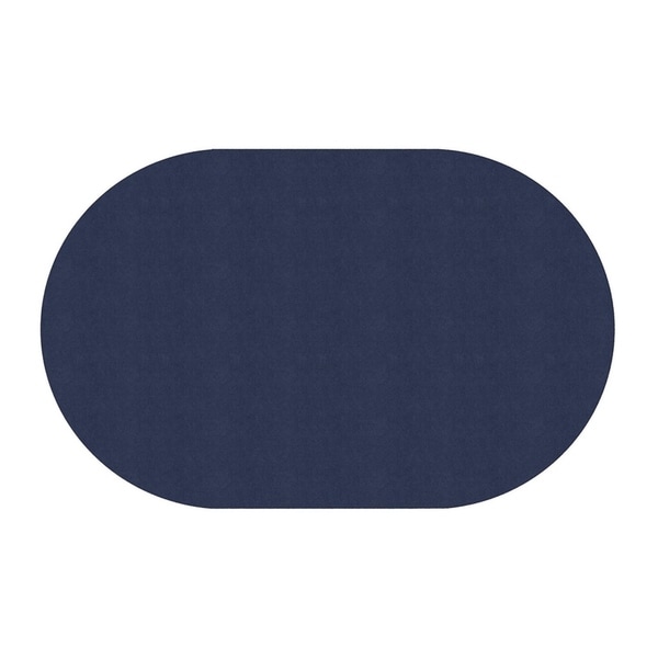 Flagship Carpet Amerisoft School Classroom Oval Rug, Navy - 7'6" x 12' - 7'6" x 12'