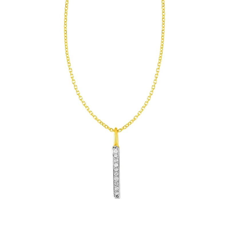 14k Yellow Gold Bar Pendant with Diamonds