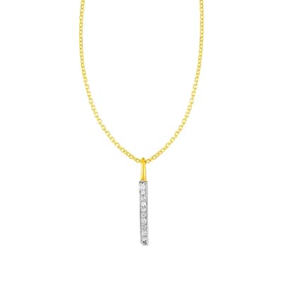 14k Yellow Gold Bar Pendant with Diamonds