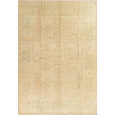 Oushak All-Over Geometric Handmade Wool Turkish Oriental Area Rug - 13'0" x 9'1"