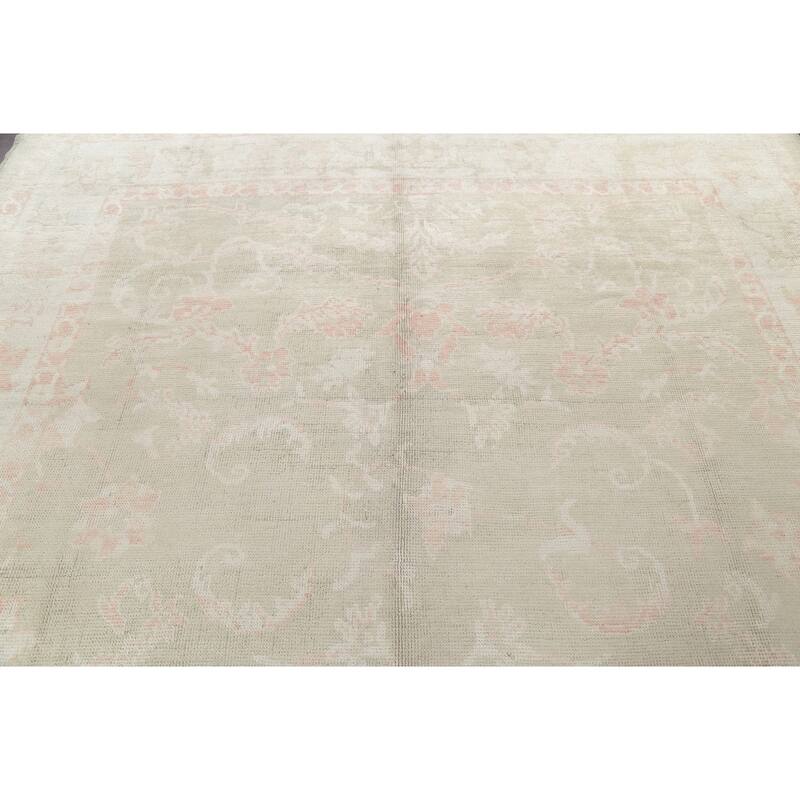 Oushak All-Over Floral Handmade Wool Turkish Oriental Area Rug - 10'8" x 9'1"