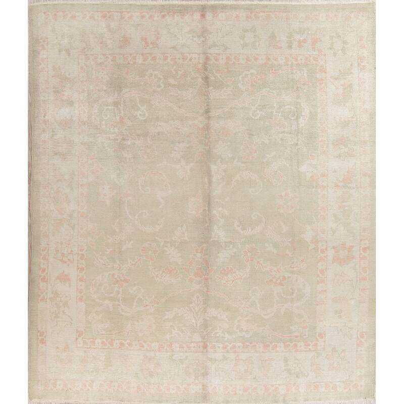 Oushak All-Over Floral Handmade Wool Turkish Oriental Area Rug - 10'8" x 9'1"