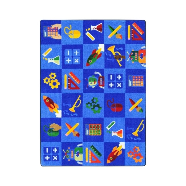 Joy Carpets Steam into Learning Nylon School Classroom Rectangular Rug, Multi Color - 5'4" x 7'8" - 5'4" x 7'8"