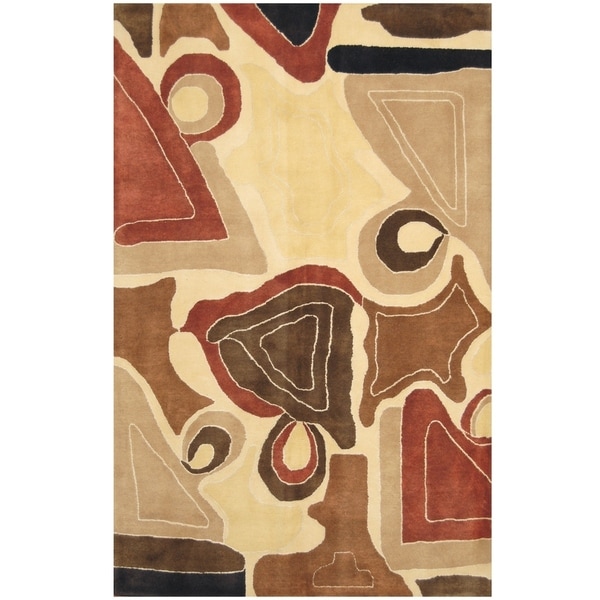 Handmade One-of-a-Kind Tibetan Wool Rug (India) - 5' x 8'. Opens flyout.