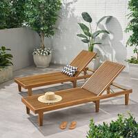Nadine Outdoor Adjustable Wood Chaise Lounge (Set of 2) by Christopher Knight Home