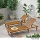 Nadine Outdoor Adjustable Wood Chaise Lounge (Set of 2) by Christopher Knight Home - Thumbnail 1