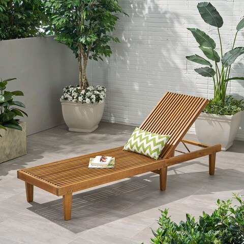 Nadine Outdoor Adjustable Wood Chaise Lounge by Christopher Knight Home
