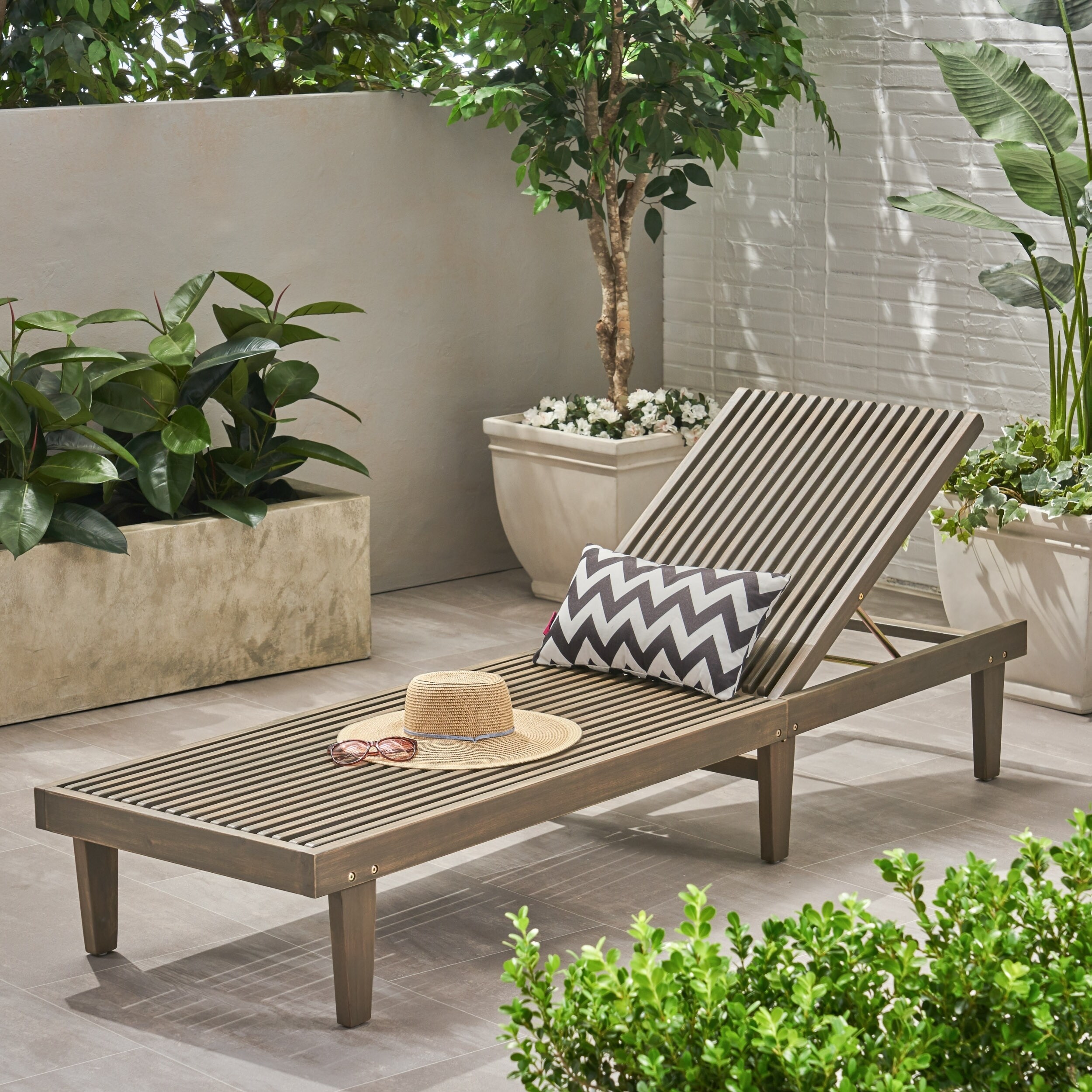 christopher knight home nadine outdoor adjustable wood chaise lounge