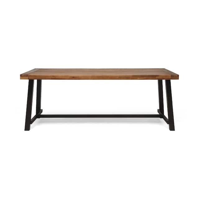 Carlisle Outdoor Eight-seater Wooden Dining Table by Christopher Knight Home - Teak with Rustic Metal Finish