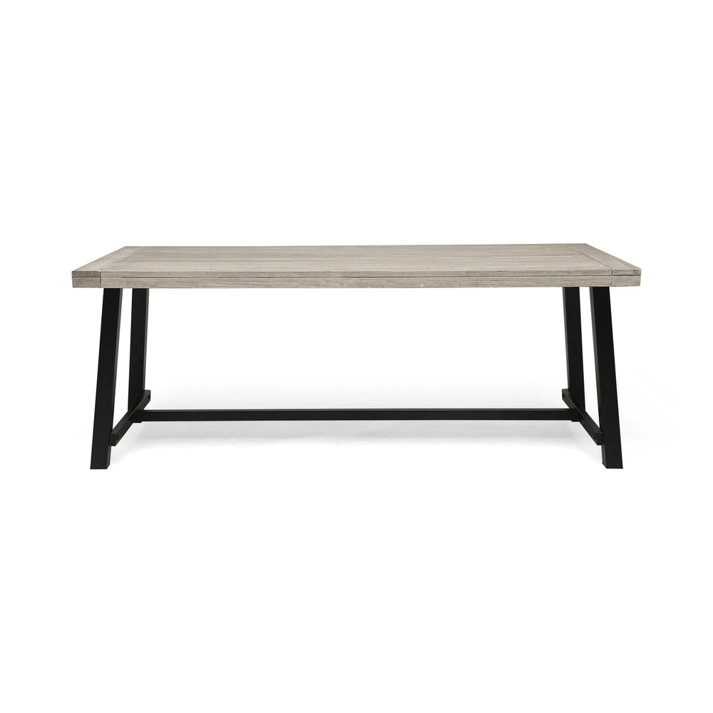 Carlisle Outdoor Wooden Dining Table by Christopher Knight Home - 79.00" L x 36.00" W x 30.00" H - Light Grey with Black Finish
