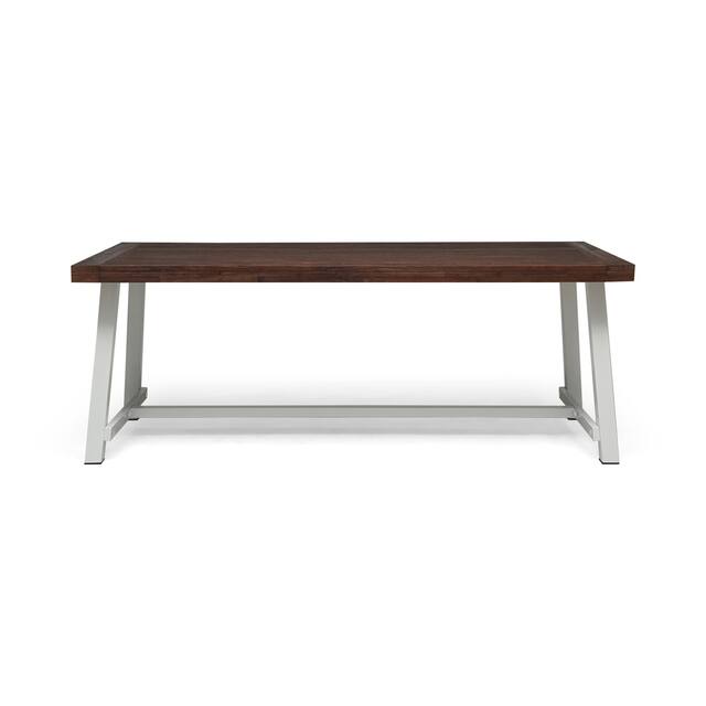 Carlisle Outdoor Wooden Dining Table by Christopher Knight Home - 79.00" L x 36.00" W x 30.00" H - Dark Brown with White Finish