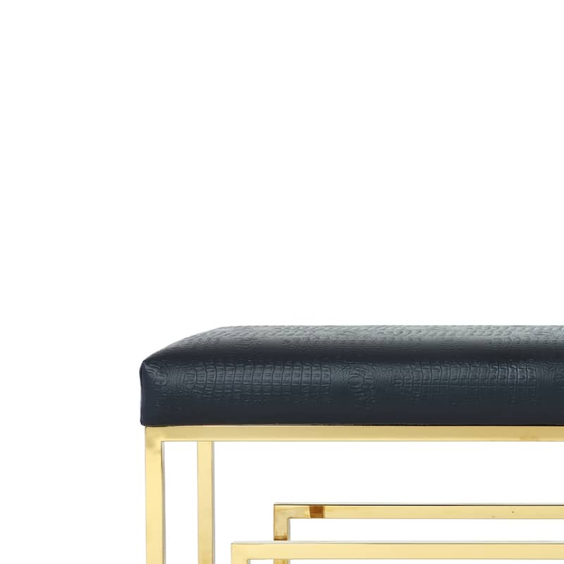 Strick & Bolton Fairbank Black/ Gold Stainless Steel Upholstered Bench