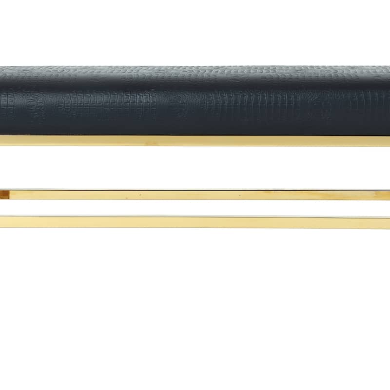 Strick & Bolton Fairbank Black/ Gold Stainless Steel Upholstered Bench