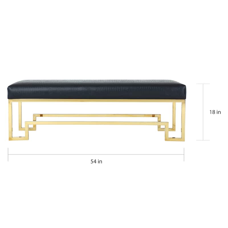 Strick & Bolton Fairbank Black/ Gold Stainless Steel Upholstered Bench