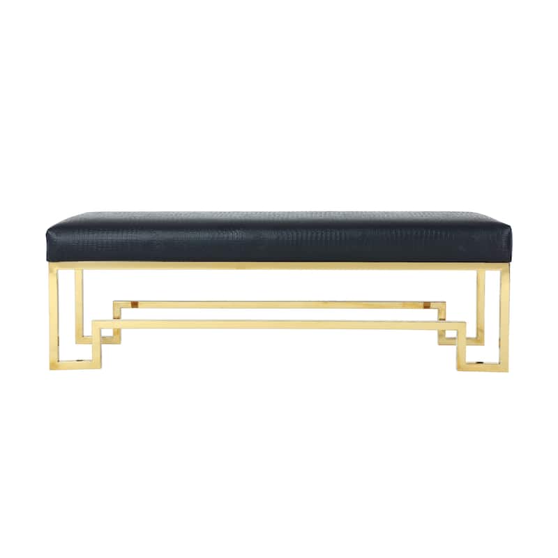 Strick & Bolton Fairbank Black/ Gold Stainless Steel Upholstered Bench
