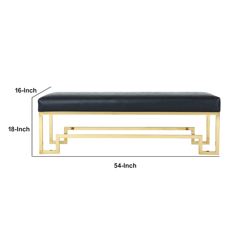 Strick & Bolton Fairbank Black/ Gold Stainless Steel Upholstered Bench