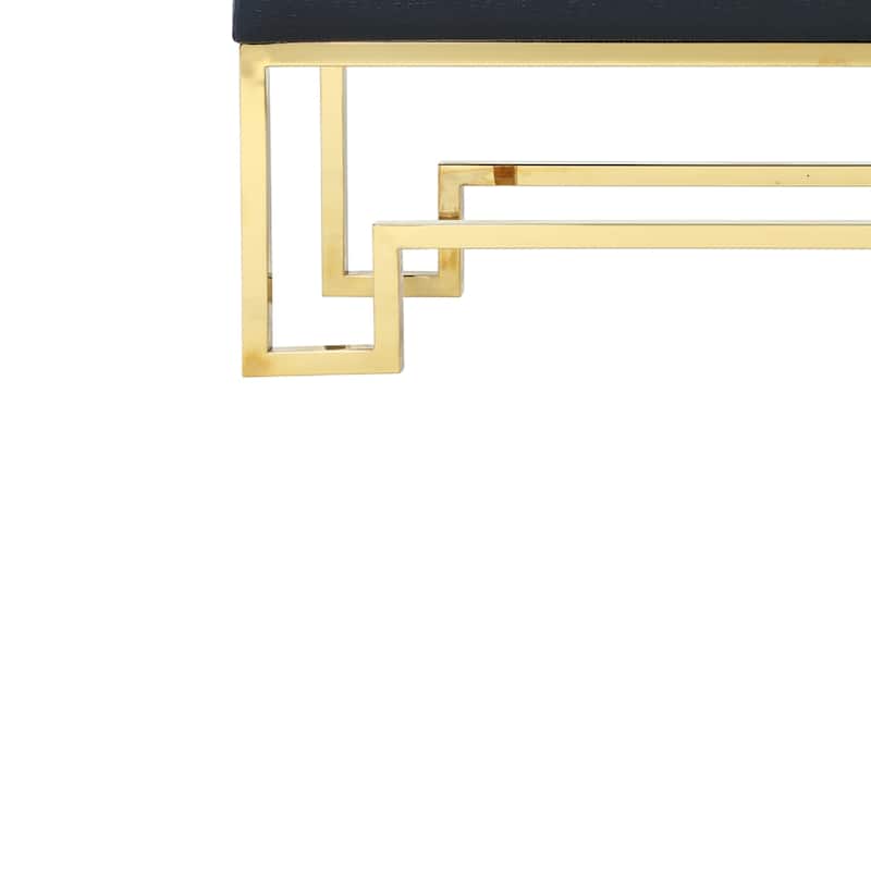 Strick & Bolton Fairbank Black/ Gold Stainless Steel Upholstered Bench
