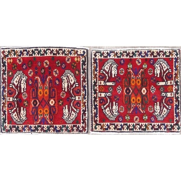 Copper Grove Brovst Pack of 2 Abadeh Tribal Animal Pictorial Hand-Knotted Wool Persian Heirloom Item Area Rug