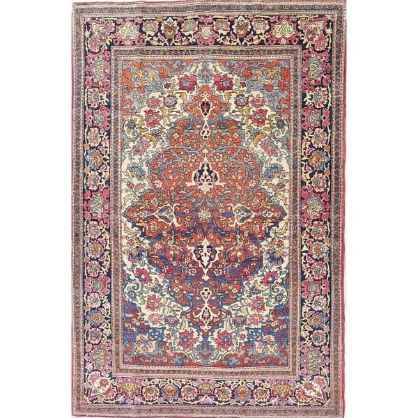 The Curated Nomad Kay Antique Floral Hand-knotted Wool Persian Heirloom Item Area Rug - 7'1" x 4'5"